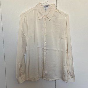 Express Satin Button Down in White (Size S)